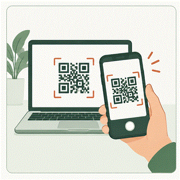 Handy scannt QR-Code, fotografiert Typenschild und überträgt die Modellnummer